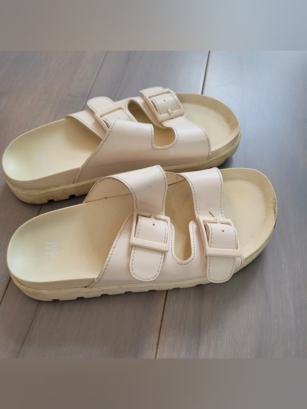 H&M Cream Double Buckle Slide Sandals